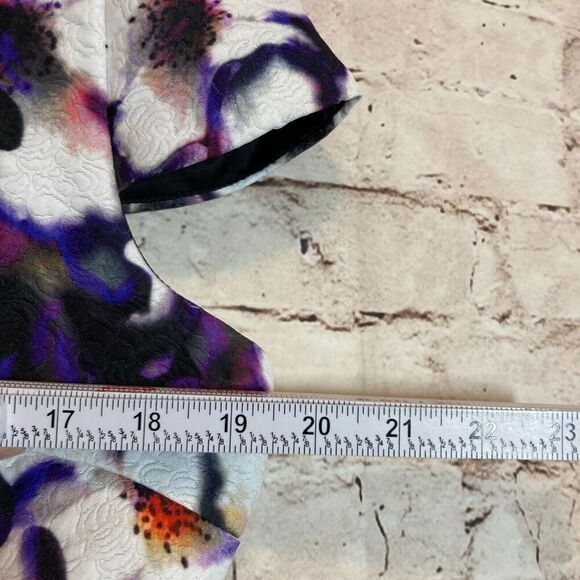 Coleen X Dress Womens 14 Purple Floral Watercolor Fit & Flare Cap Sleeve Mesh - Picture 15 of 16